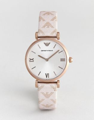 Emporio Armani AR11126 Gianni T-Bar Leather Watch with Logo Strap