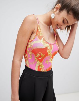 DESIGN body in chain mail print with scoop front and back