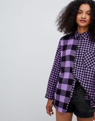 Monki mix & match gingham shirt