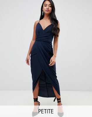 Forever New Petite wrap maxi dress in navy