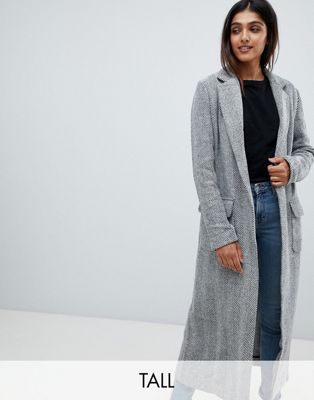 Glamorous Tall longline coat in herringbone
