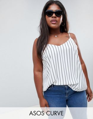 DESIGN Curve swing cami with double layer in stripe