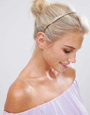 DESIGN headband with leaf detail in gold