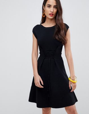 French Connection Kai Knitted Skater Dress with Lacing