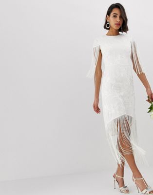 EDITION embroidered fringe wedding dress