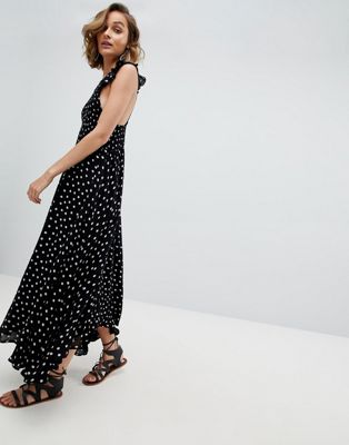 Free People chambrey butterflies dot midi dress