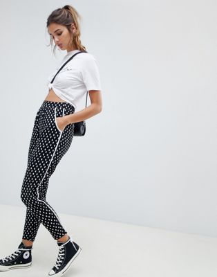 DESIGN tapered peg with contrast bind in mono floral print