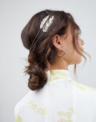 DESIGN back headband with side leaf detail in gold