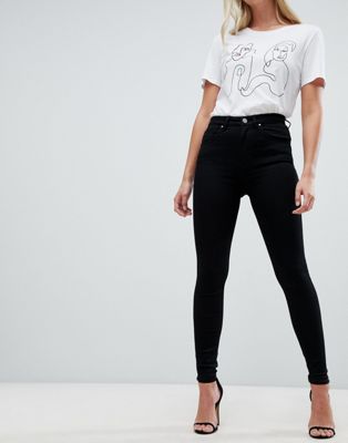 DESIGN 'Sculpt me' high waisted premium jeans in clean black