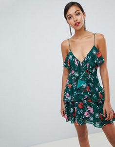 C/meo Floral Ruffle Mini Dress