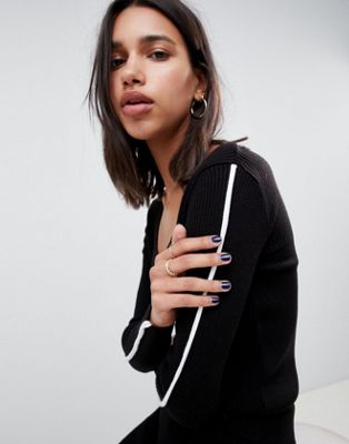 DESIGN two-piece sweater in rib knit with tipping