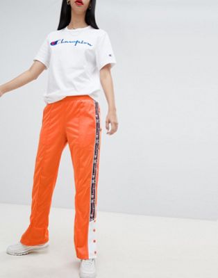 Champion popper tracksuit bottoms with logo taping