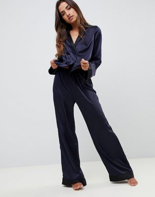 DESIGN contrast satin pyjama PANTS