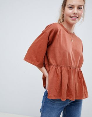 DESIGN smock top in wash