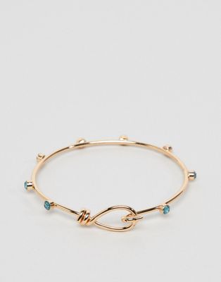 DESIGN bangle bracelet with stone detailing in gold
