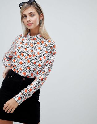 DESIGN cropped shirt in heart print