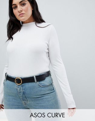 DESIGN Curve hammered circle waist & hip jeans belt