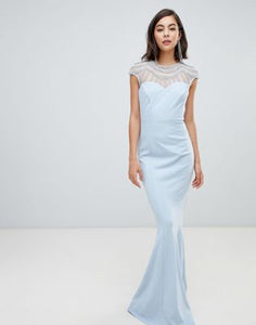 City Goddess Embellished Fishtail Maxi Dress