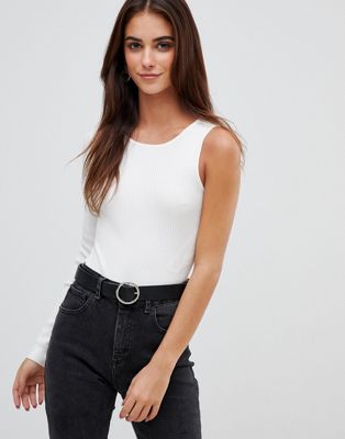 Missguided one shoulder cut out knitted bodysuit