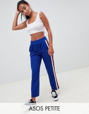 DESIGN Petite track pants with Studded Side Tape