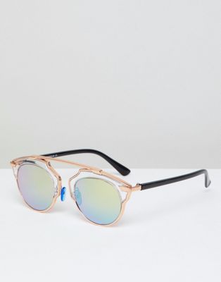 7X cat eye sunglasses with brow bar detail