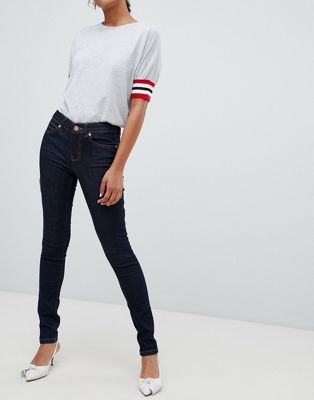 Oasis skinny jeans with contrast stitching in raw wash