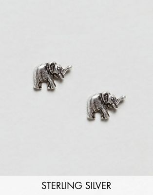 Kingsley Ryan sterling silver elephant stud earrings
