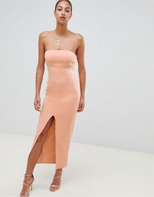 DESIGN scuba bandeau maxi dress