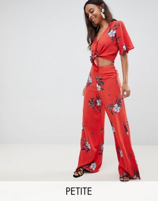 Miss Selfridge Petite floral printed wide leg PANTS