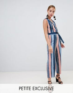 Boohoo Petite Stripe Culotte Jumpsuit