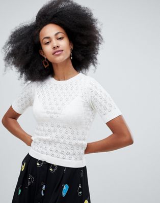 Monki knit top in white