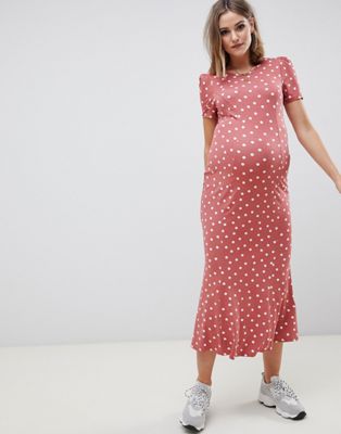 DESIGN Maternity city maxi tea dress in polka dot