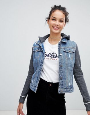 Hollister denim jacket with jersey internal