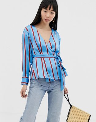DESIGN wrap top in stripe two-piece