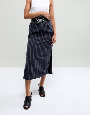 DESIGN leather snaffle buckle waist & hip jeans belt in silver