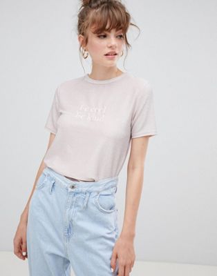 New Look Be Cool Be Kind Metallic Slogan Tee