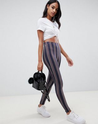 DESIGN stripe print legging