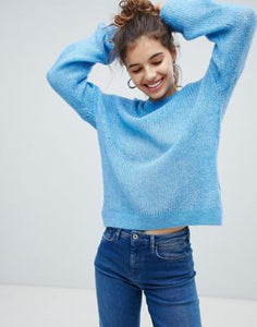 Bershka loose knit sweater in blue