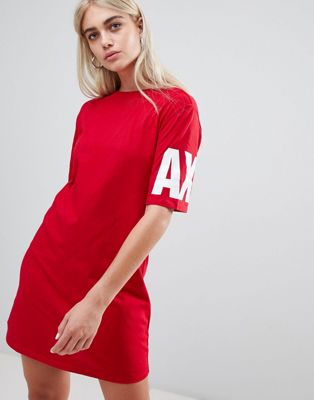 Armani Exchange t-shirt dress with shine logo