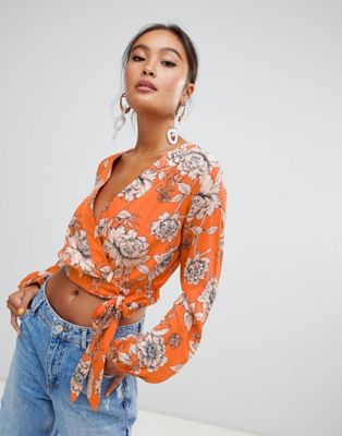 Miss Selfridge floral wrap blouse