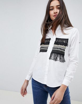 Influence tassel trim patch pocket shirt