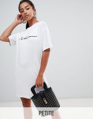 Boohoo Petite Woman Slogan T-Shirt Dress