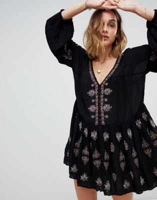 Free People Adrianna embroidered tunic blouse