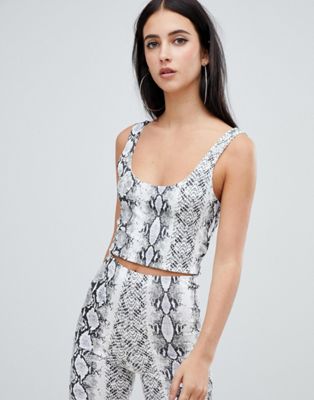 Fashionkilla longline crop top Two-piece in snake print