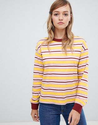 Monki Multi Stripe Long Sleeve Top Unique