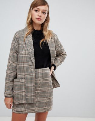 Monki Oversized Check Blazer Two-piece
