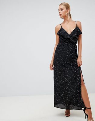 Missguided Polka Dot Split Leg Maxi Dress