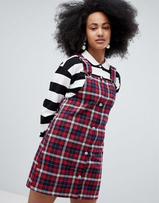 Monki Check Overall Dress