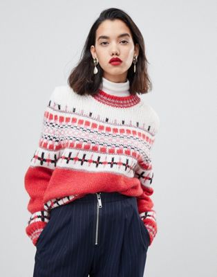 Essentiel Antwerp oversized fairisle knit sweater