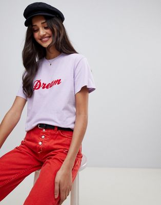 Miss Selfridge dream slogan t-shirt in lilac